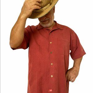 Pusser's Mens Size L Silk Blend Breezy Island Short Sleeve Relaxed Fit Shirt